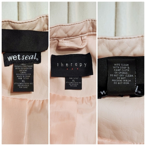 Wet Seal Faux Leather Y2K Moto Jacket Pink X Large - Picture 11 of 13
